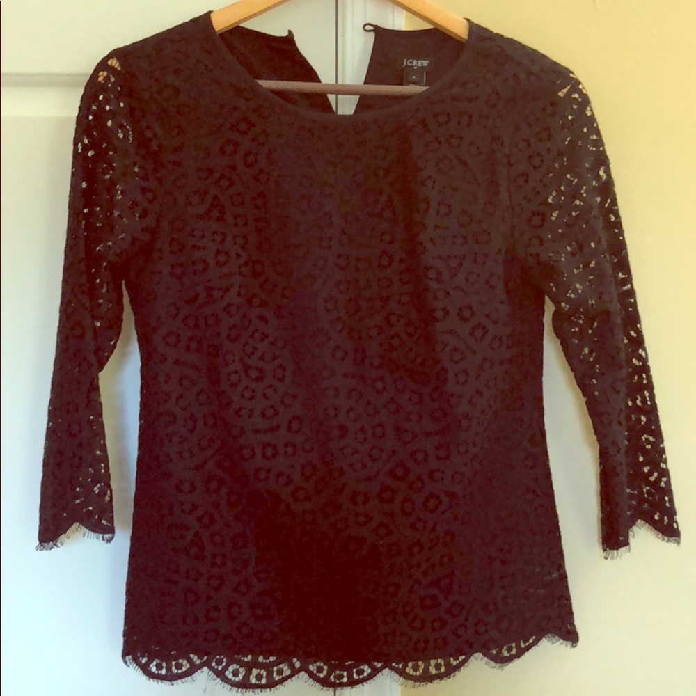 JCrew black eyelet top